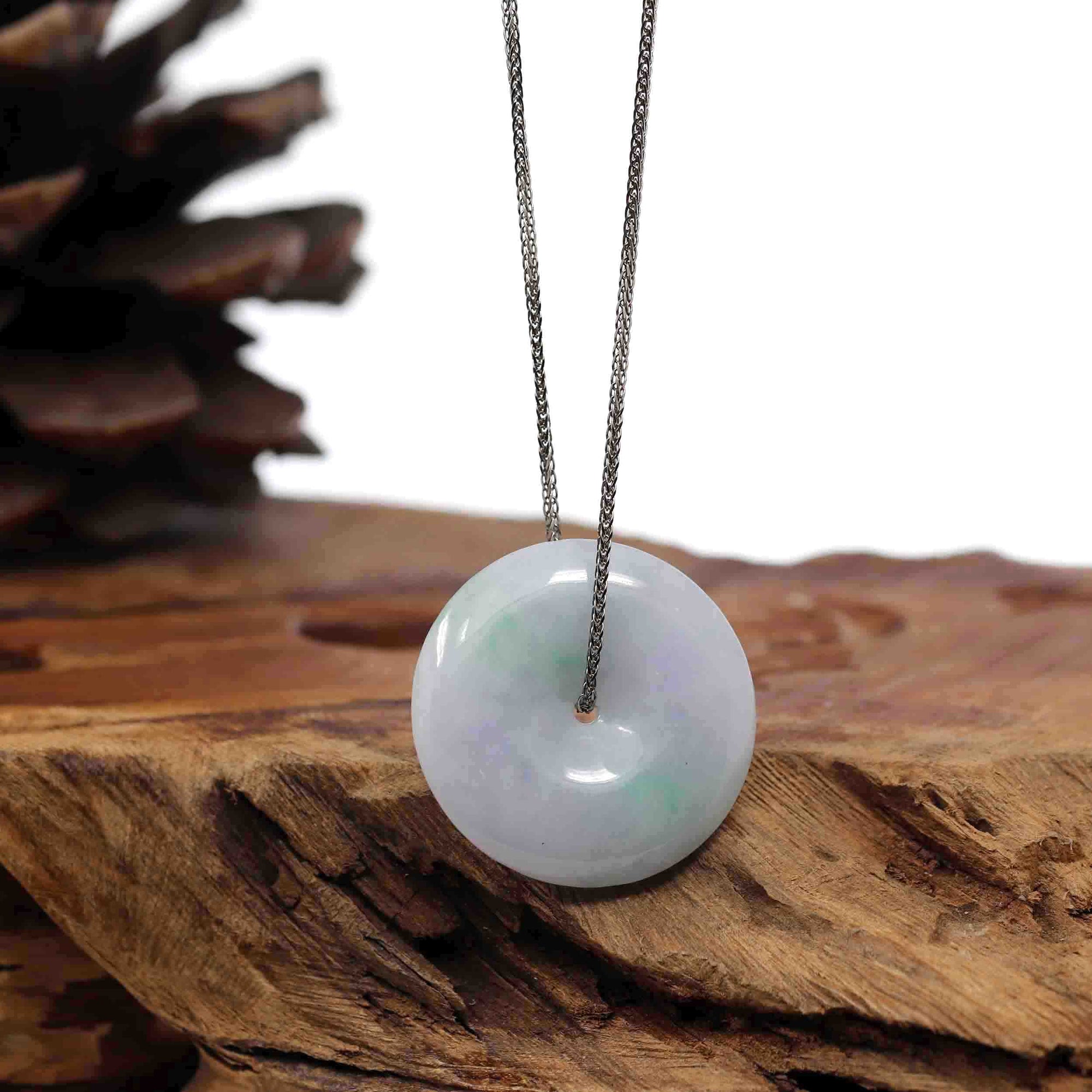 Baikalla Jewelry Jade Pendant Necklace Baikalla "Good Luck Button" Necklace Lavender Jadeite Jade Lucky Ping An Kou Pendant