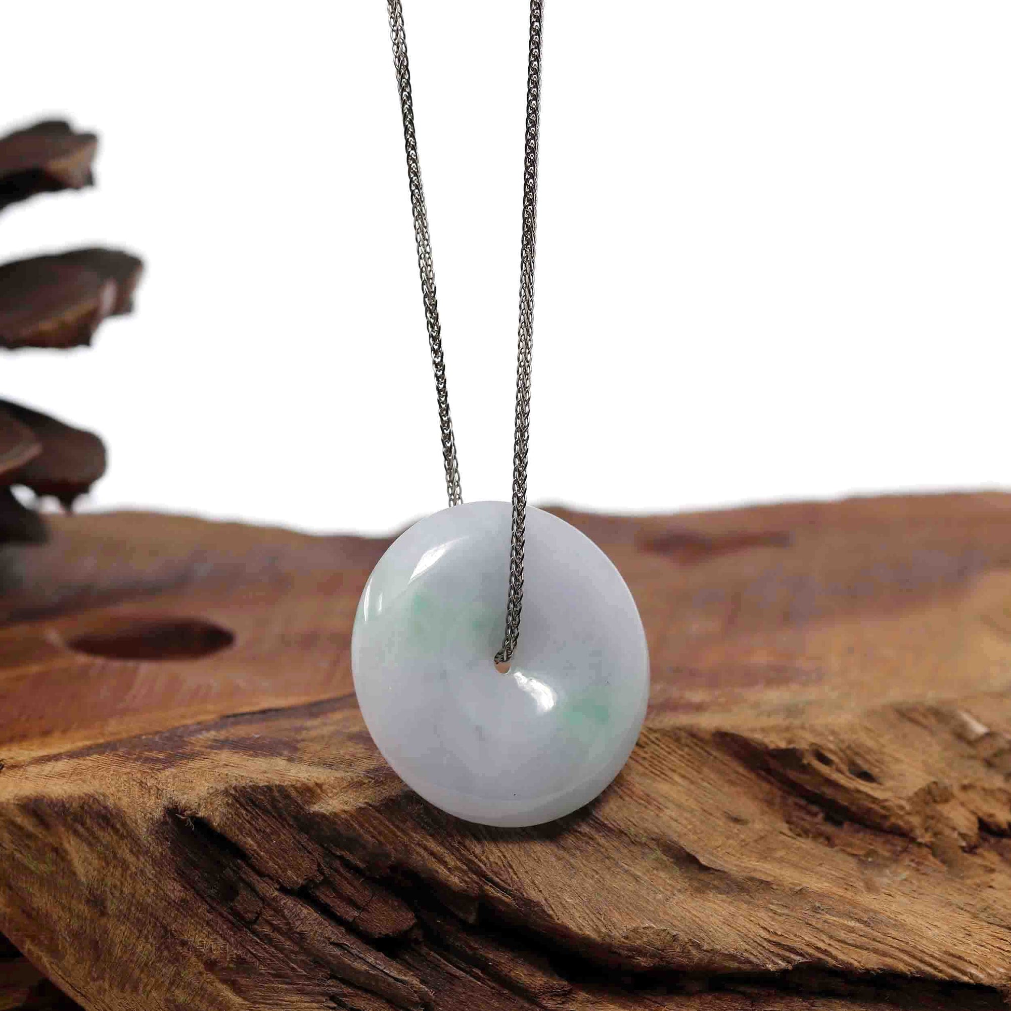 Baikalla Jewelry Jade Pendant Necklace Baikalla &quot;Good Luck Button&quot; Necklace Lavender Jadeite Jade Lucky Ping An Kou Pendant