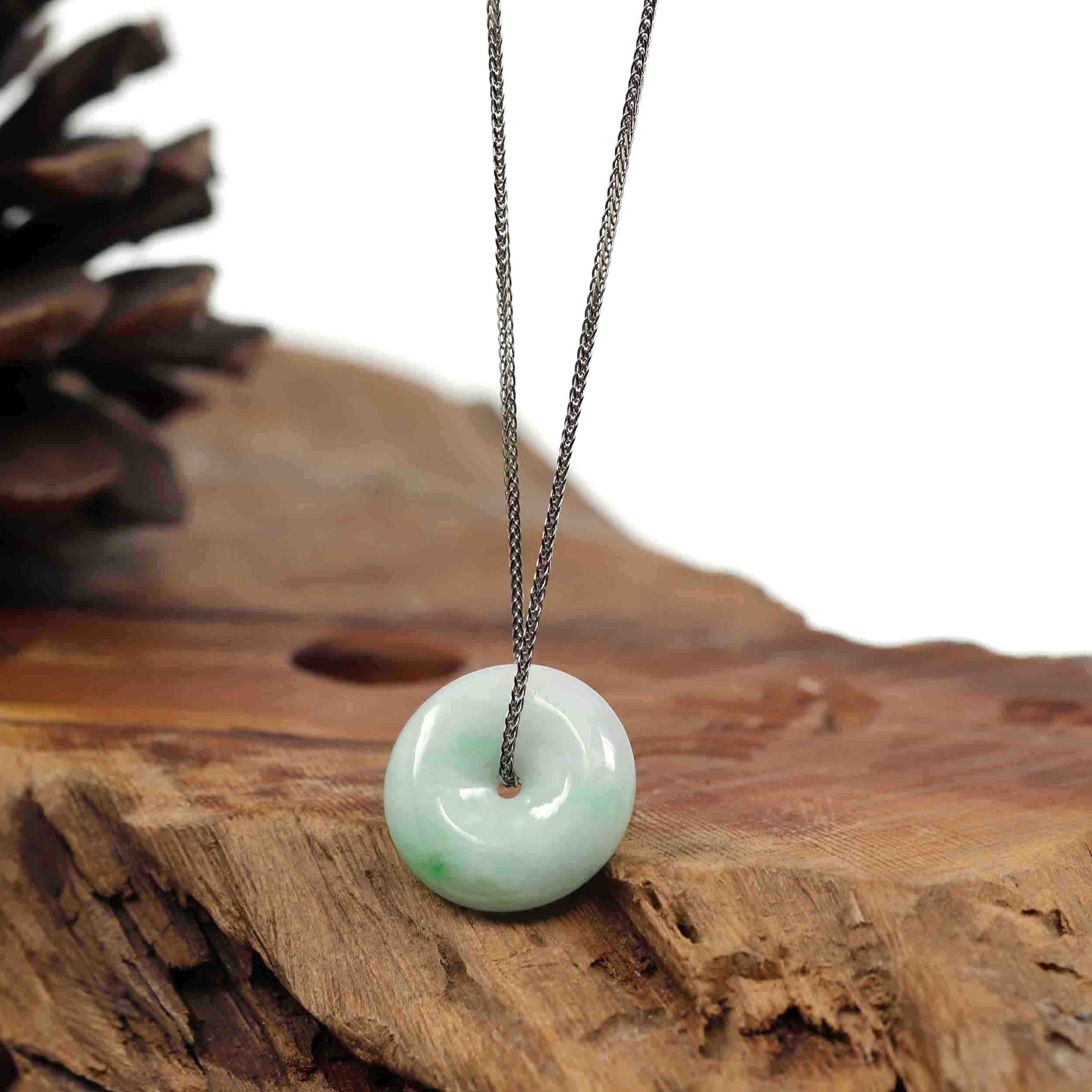 Baikalla Jewelry Jade Pendant Necklace Copy of Baikalla "Good Luck Button" Necklace Ice Green Jadeite Jade Pendant