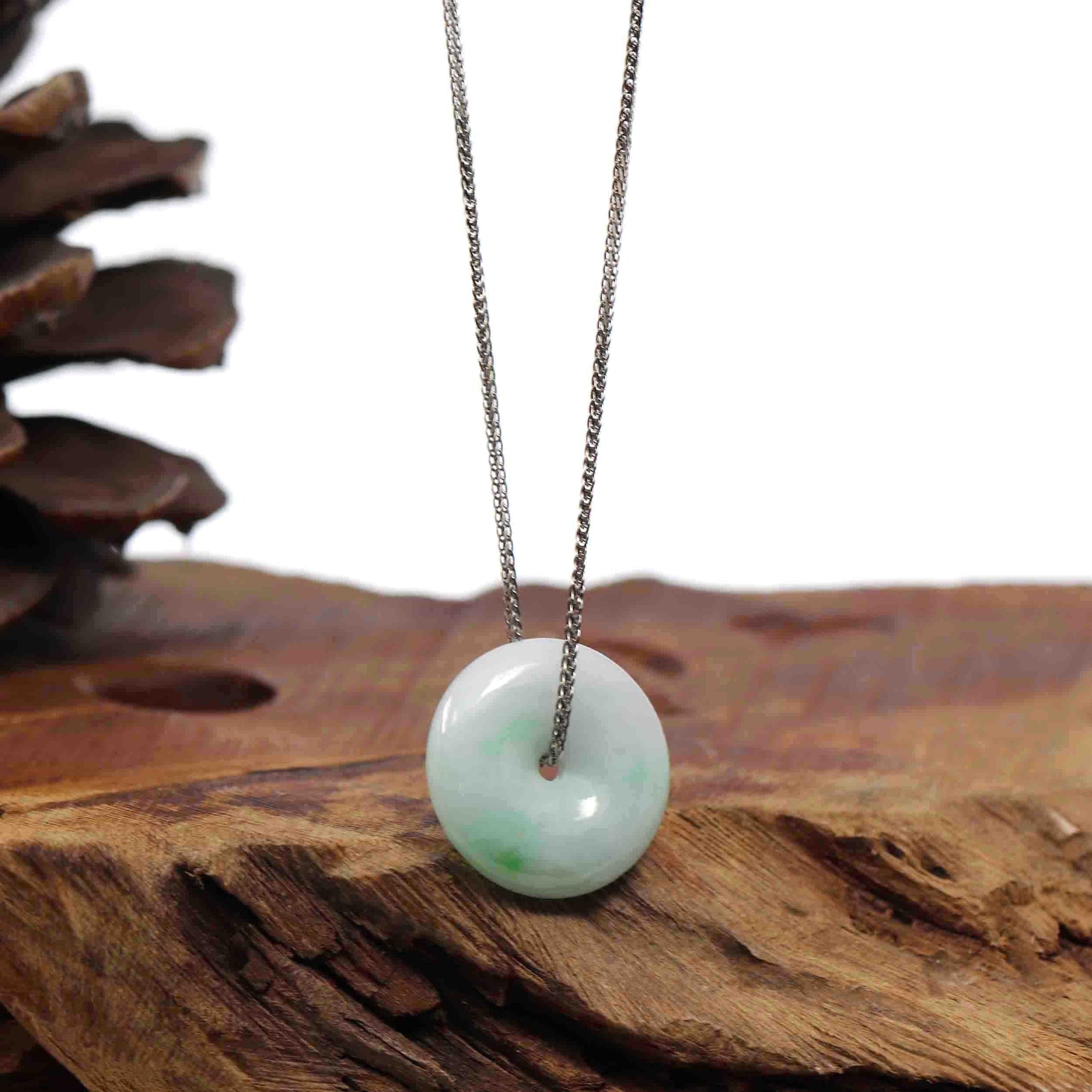 Baikalla Jewelry Jade Pendant Necklace Copy of Baikalla "Good Luck Button" Necklace Ice Green Jadeite Jade Pendant