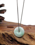 Baikalla Jewelry Jade Pendant Necklace Copy of Baikalla "Good Luck Button" Necklace Ice Green Jadeite Jade Pendant