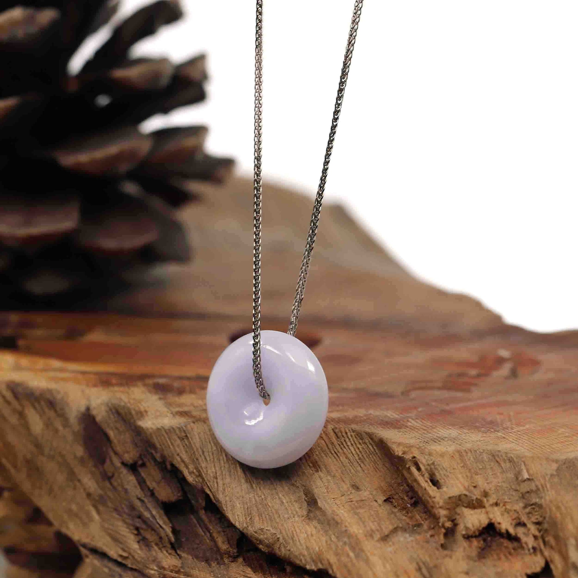 Baikalla Jewelry Jade Pendant Necklace Baikalla "Good Luck Button" Necklace Lavender Jadeite Jade Lucky Ping An Kou Pendant