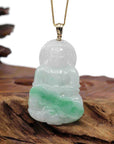 Baikalla Jewelry Jade Guanyin Pendant Necklace Pendant Only Goddess of Compassion" 14k Yellow Gold Genuine Burmese Jadeite Jade Guanyin Necklace With Good Luck Design