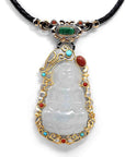 Baikalla Jewelry Jadeite Jade Buddha & Guanyin Genuine Burmese light Green Jadeite Jade Guanyin Pendant Necklace