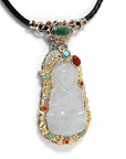 Baikalla Jewelry Jadeite Jade Buddha & Guanyin Genuine Burmese light Green Jadeite Jade Guanyin Pendant Necklace