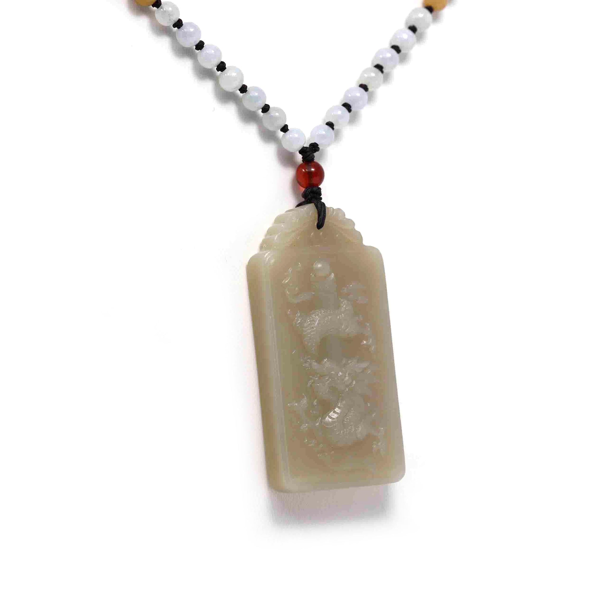 Baikalla Jewelry Jade Pendant Necklace Baikalla™ &quot;Dragon Rising&quot; Genuine HeTian Yellow Nephrite Jade Dragon Pendant Necklace