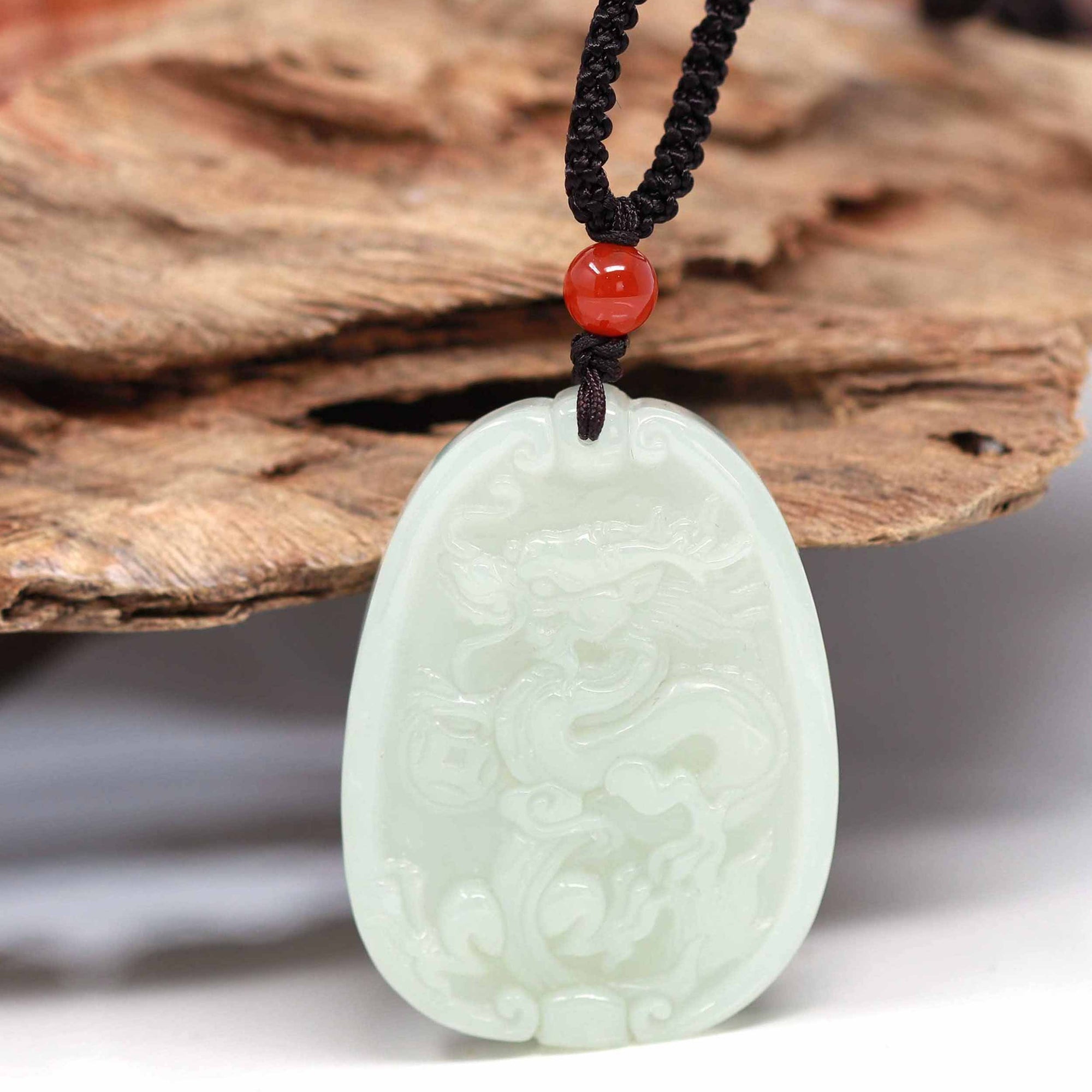 Baikalla Jewelry Jade Pendant Necklace Baikalla™ Genuine HeTian White Nephrite Jade Dragon Pendant Necklace