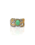 Baikalla Jewelry Jade Ring Baikalla Antique Natural Jadeite Jade Sterling Silver Gold Plated Two Tone Ring