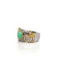 Baikalla Jewelry Jade Ring Baikalla Antique Natural Jadeite Jade Sterling Silver Gold Plated Two Tone Ring