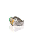 Baikalla Jewelry Jade Ring Baikalla Antique Natural Jadeite Jade Sterling Silver Gold Plated Two Tone Ring