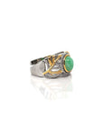 Baikalla Jewelry Jade Ring Baikalla Antique Natural Jadeite Jade Sterling Silver Gold Plated Two Tone Ring