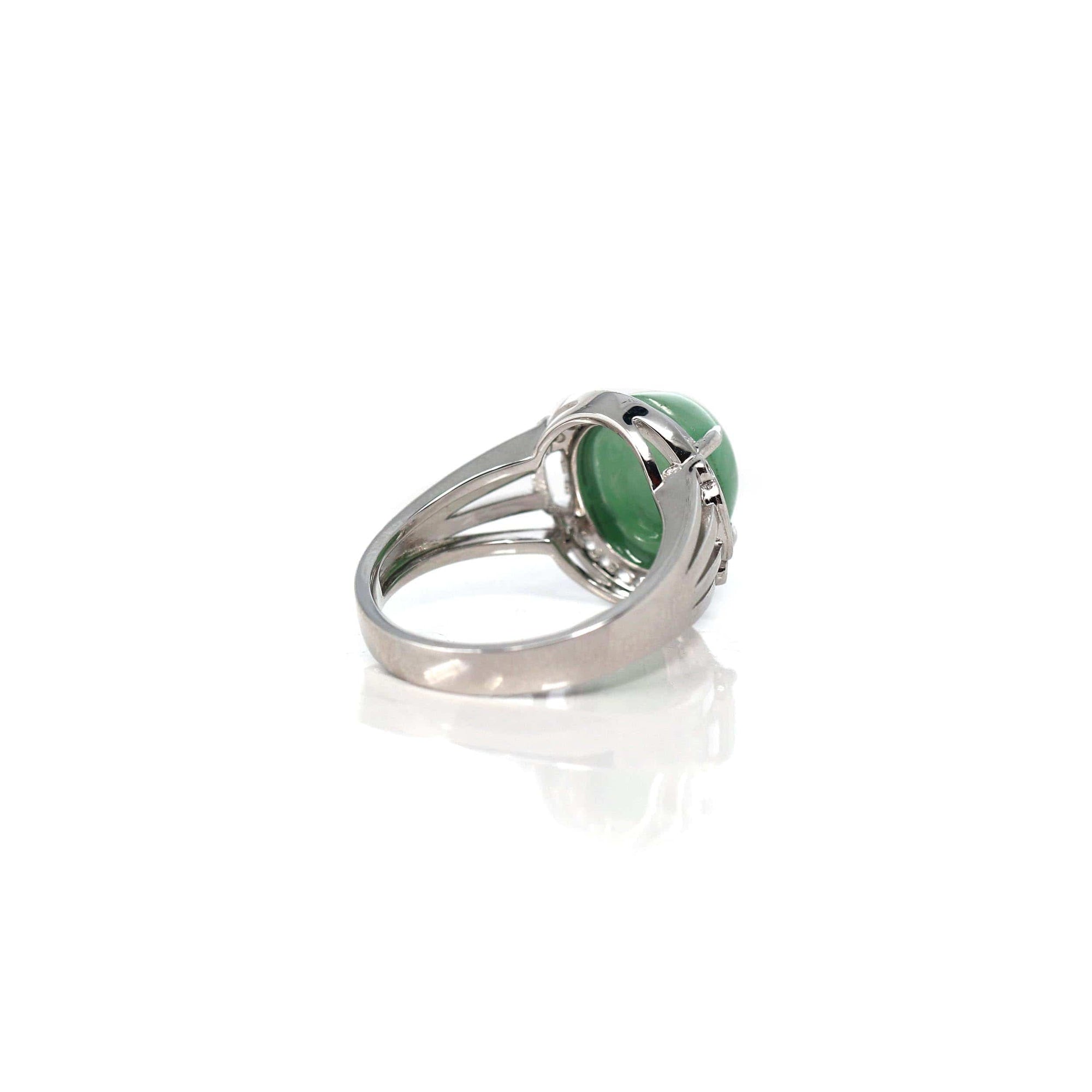 Baikalla Jewelry Jadeite Engagement Ring Baikalla™ Sterling Silver Natural Imperial Green Oval Jadeite Jade Ring