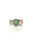 Baikalla Jewelry Jade Ring Baikalla Antique Natural Jadeite Jade Sterling Silver Gold Plated Two Tone Ring