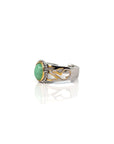 Baikalla Jewelry Jade Ring Baikalla Antique Natural Jadeite Jade Sterling Silver Gold Plated Two Tone Ring