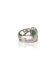 Baikalla Jewelry Jade Ring Baikalla Antique Natural Jadeite Jade Sterling Silver Gold Plated Two Tone Ring