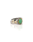 Baikalla Jewelry Jade Ring Baikalla Antique Natural Jadeite Jade Sterling Silver Gold Plated Two Tone Ring