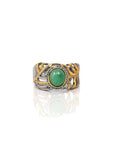 Baikalla Jewelry Jade Ring Baikalla Antique Natural Jadeite Jade Sterling Silver Gold Plated Two Tone Ring