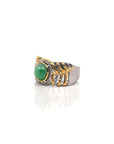 Baikalla Jewelry Jade Ring Baikalla Antique Natural Jadeite Jade Sterling Silver Gold Plated Two Tone Ring