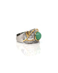 Baikalla Jewelry Jade Ring Baikalla Antique Natural Jadeite Jade Sterling Silver Gold Plated Two Tone Ring