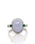 Baikalla Jewelry Jadeite Engagement Ring 5 18k White Gold Natural Rich Lavender Oval Jadeite Jade Engagement Ring With Diamonds