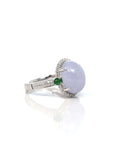 Baikalla Jewelry Jadeite Engagement Ring 18k White Gold Natural Rich Lavender Oval Jadeite Jade Engagement Ring With Diamonds