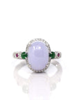 Baikalla Jewelry Jadeite Engagement Ring 5 18k White Gold Natural Rich Lavender Oval Jadeite Jade Engagement Ring With Diamonds