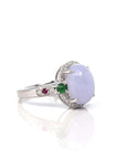 Baikalla Jewelry Jadeite Engagement Ring 18k White Gold Natural Rich Lavender Oval Jadeite Jade Engagement Ring With Diamonds