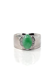 Baikalla Jewelry Jadeite Engagement Ring Baikalla™ Sterling Silver Genuine Green Jadeite Jade Men's Ring