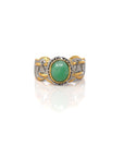 Baikalla Jewelry Jade Ring Baikalla Antique Natural Jadeite Jade Sterling Silver Gold Plated Two Tone Ring