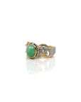 Baikalla Jewelry Jade Ring Baikalla Antique Natural Jadeite Jade Sterling Silver Gold Plated Two Tone Ring