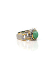 Baikalla Jewelry Jade Ring Baikalla Antique Natural Jadeite Jade Sterling Silver Gold Plated Two Tone Ring