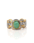 Baikalla Jewelry Jade Ring Baikalla Antique Natural Jadeite Jade Sterling Silver Gold Plated Two Tone Ring