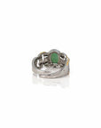 Baikalla Jewelry Jade Ring Baikalla Antique Natural Jadeite Jade Sterling Silver Gold Plated Two Tone Ring