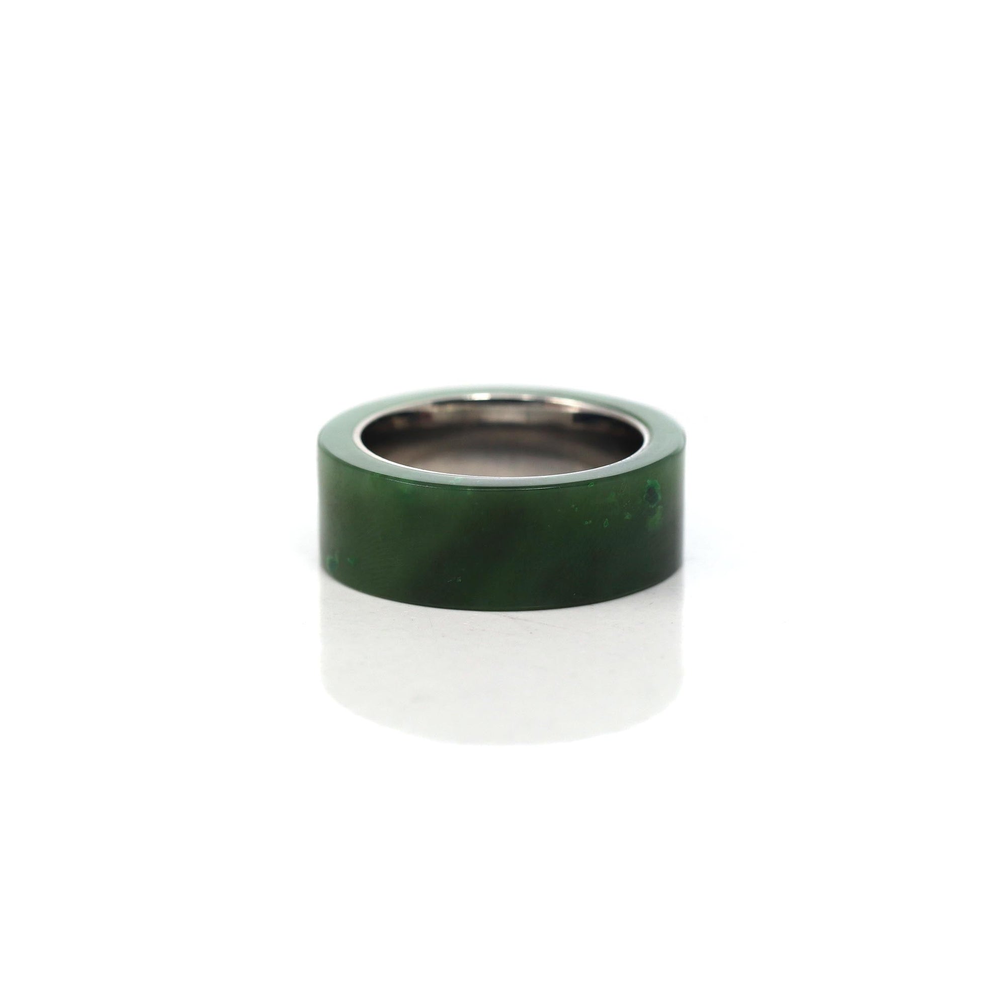 Baikalla Jewelry Jade Ring Baikalla™ "Signature Signet" Stainless Steel Real Green Nephrite Jade Classic Men's Band