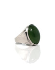 Baikalla Jewelry Jade Ring Baikalla Sterling Silver Oval Green Nephrite Jade Men's Ring