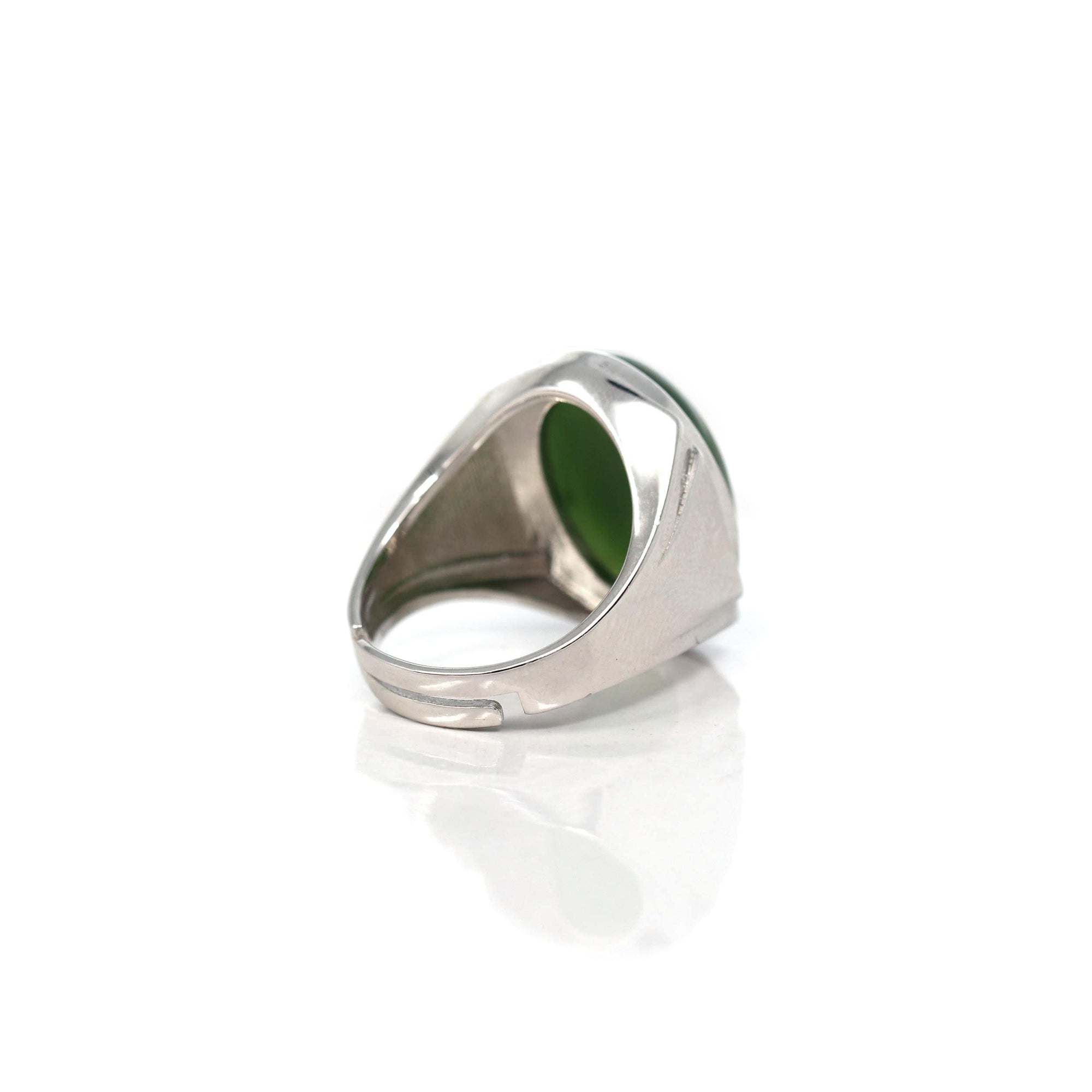 Baikalla Jewelry Jade Ring Baikalla Sterling Silver Oval Green Nephrite Jade Men&#39;s Ring