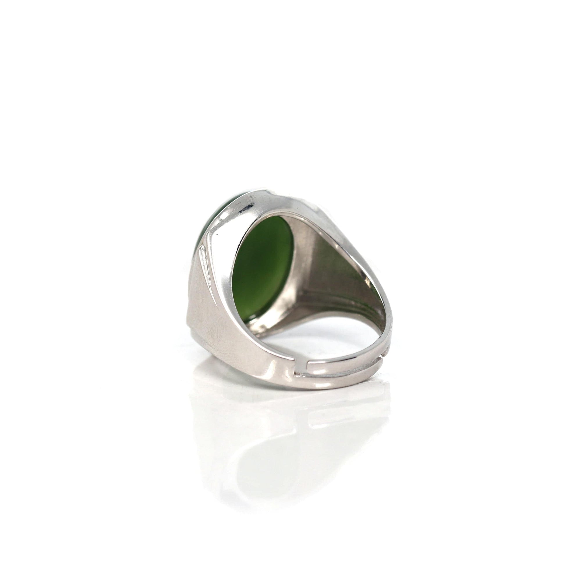 Baikalla Jewelry Jade Ring Baikalla Sterling Silver Oval Green Nephrite Jade Men's Ring