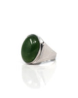 Baikalla Jewelry Jade Ring Baikalla Sterling Silver Oval Green Nephrite Jade Men's Ring