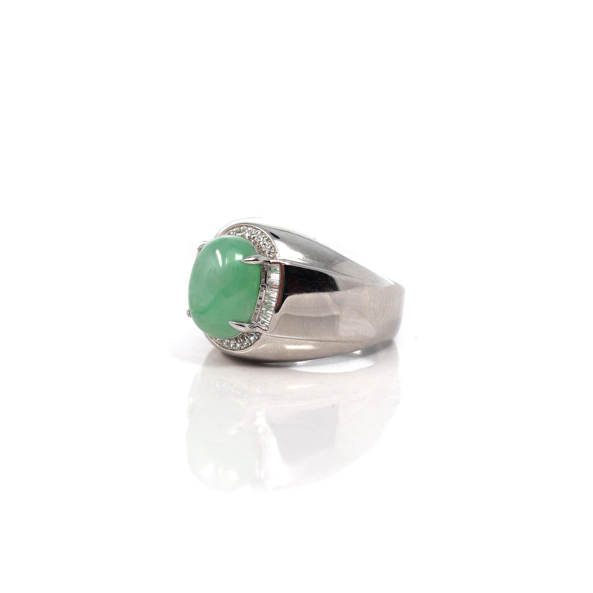 Baikalla Jewelry Jadeite Engagement Ring Baikalla™ Sterling Silver Genuine Green Jadeite Jade Men&#39;s Ring