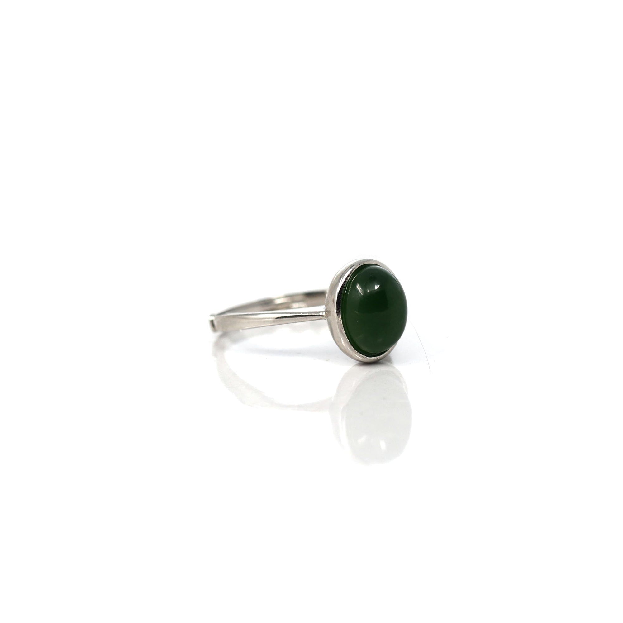 Baikalla Jewelry Jade Ring Baikalla™ "Classic Oval" Sterling Silver Real Green Nephrite Jade Classic Ring For Her