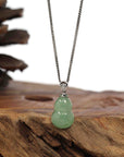 Baikalla Jewelry Jade Pendant Pendant Only Natural Green Jadeite Jade "Magic Bottle Gourd" Hulu Necklace With 14k White Gold Diamond Bail