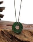 Baikalla Jewelry Jade Pendant Necklace Baikalla™ "Good Luck Button" Necklace Real Green Nephrite Jade Lucky KouKou Donut Pendant Necklace