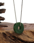 Baikalla Jewelry Jade Pendant Necklace Baikalla™ "Good Luck Button" Necklace Real Green Nephrite Jade Lucky KouKou Donut Pendant Necklace