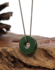 Baikalla Jewelry Jade Pendant Necklace Baikalla™ "Good Luck Button" Necklace Real Green Nephrite Jade Lucky KouKou Donut Pendant Necklace