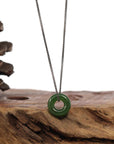 Baikalla Jewelry Jade Pendant Necklace "Good Luck Button" Necklace Green Nephrite Jade Pendant For Men