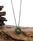 Baikalla Jewelry Jade Pendant Necklace "Good Luck Button" Necklace Green Nephrite Jade Pendant For Men