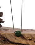 Baikalla Jewelry Jade Pendant Necklace Sterling Silver Chain Baikalla™ "Good Luck Button" Necklace Nephrite Green Jade Lucky TongTong Pendant Necklace