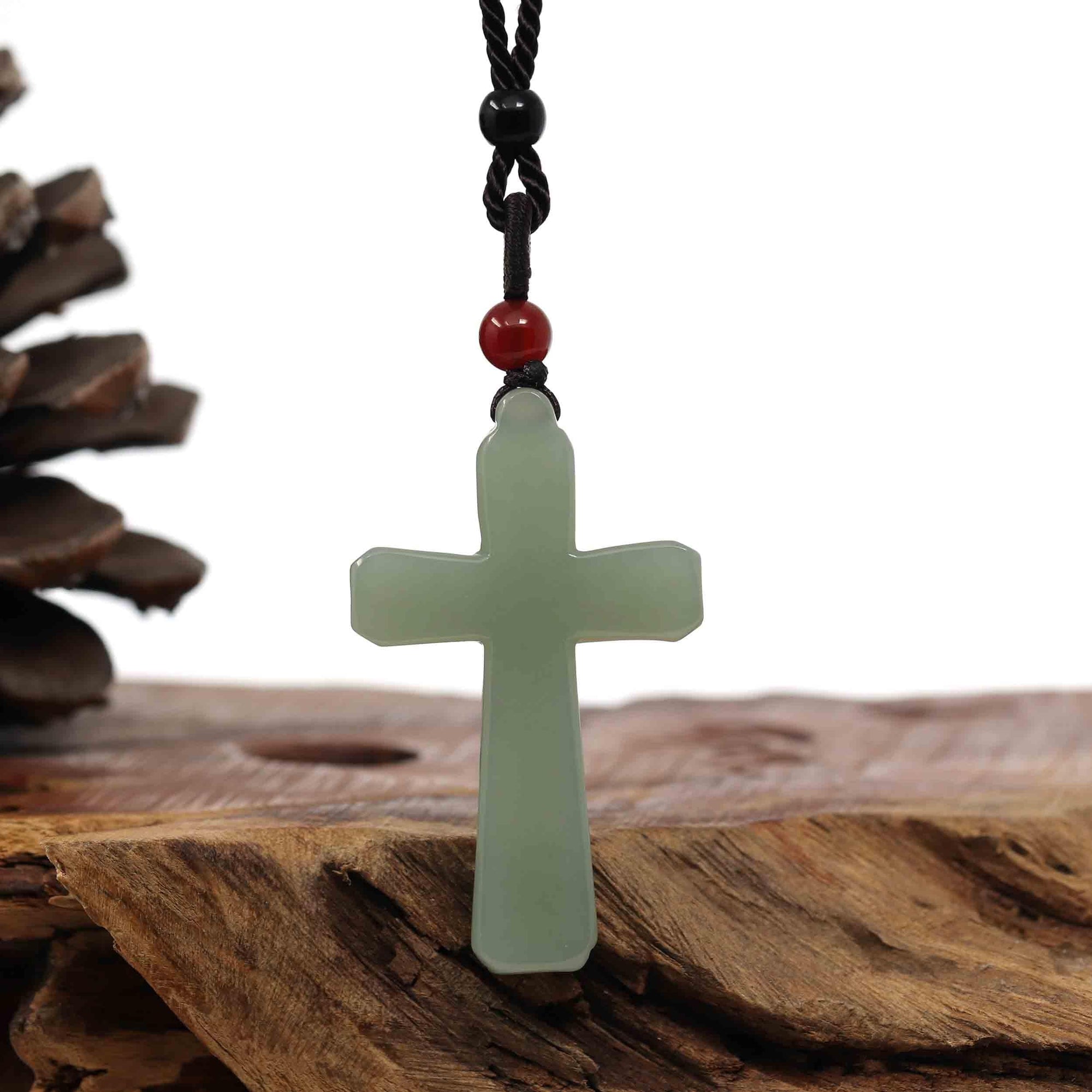 Baikalla Jewelry 24K Pure Yellow Gold Pendant Pendant Only Baikalla Natural White Nephrite Jade Cross Pendant For Men