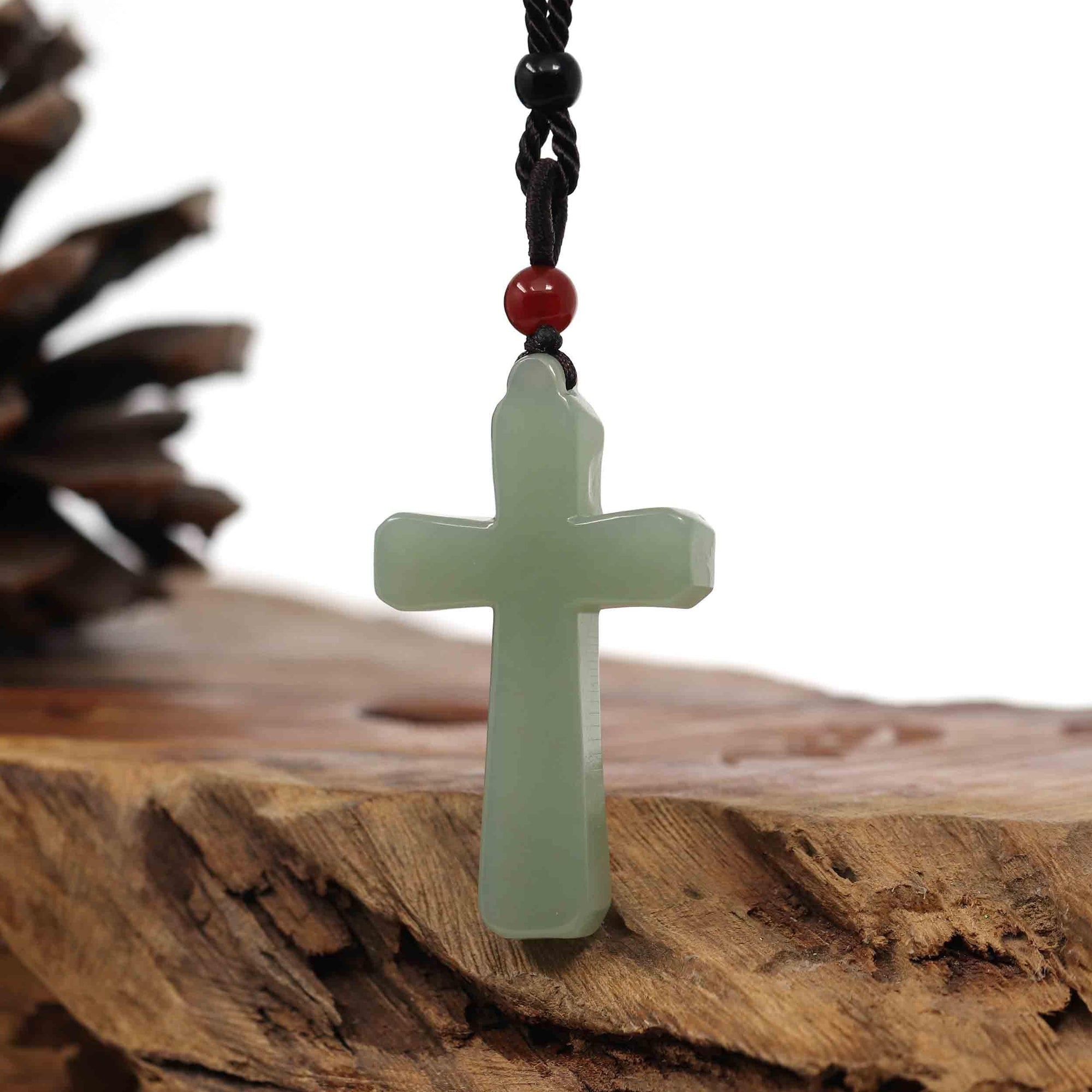 Baikalla Jewelry 24K Pure Yellow Gold Pendant Baikalla Natural White Nephrite Jade Cross Pendant For Men