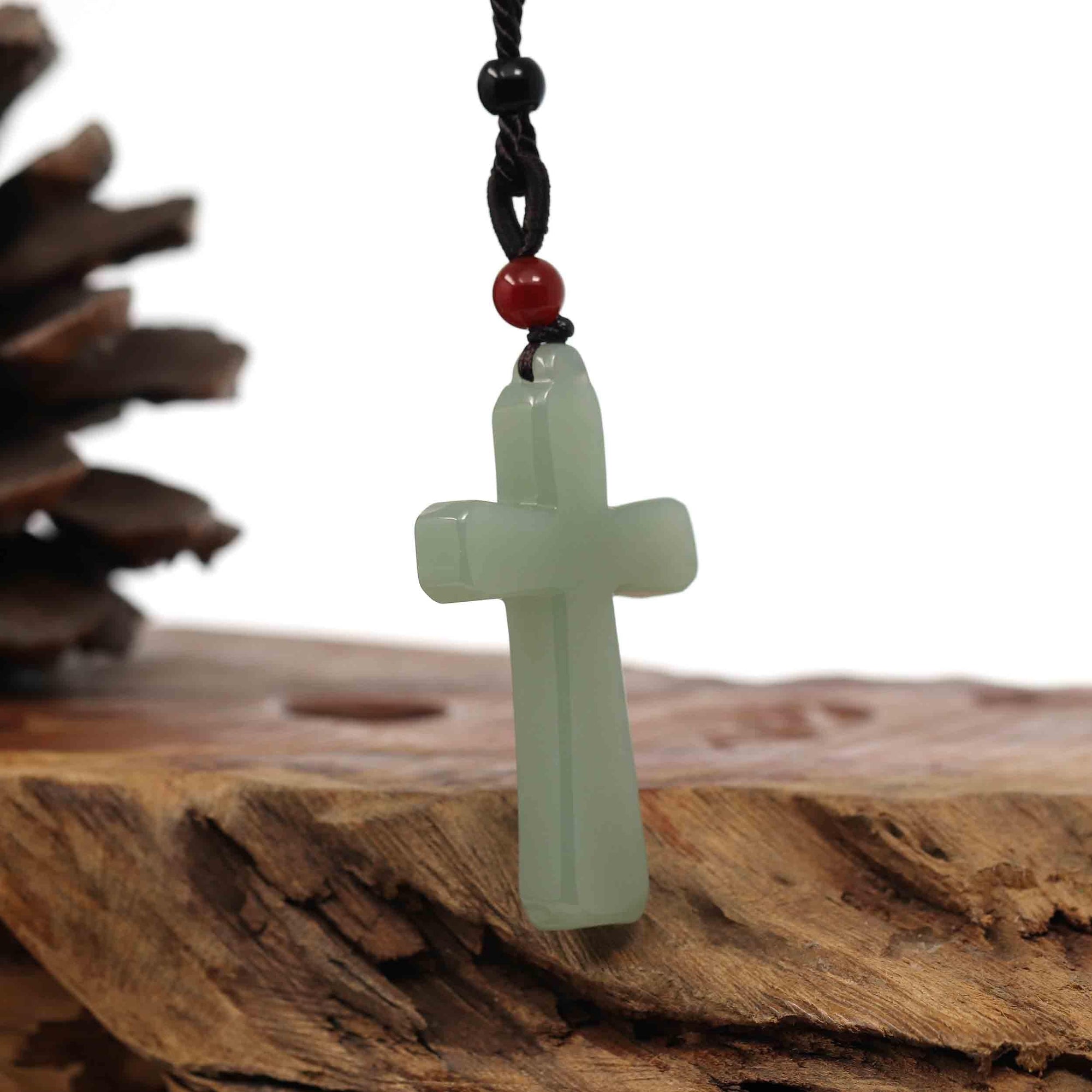 Baikalla Jewelry 24K Pure Yellow Gold Pendant Baikalla Natural White Nephrite Jade Cross Pendant For Men